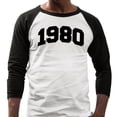 thumbnail image 2 of 1980 College Style Three-Quarter Raglan Sleeve Baseball Shirt Unisex Medium White/Black, 2 of 5