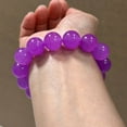 thumbnail image 6 of Real Natural Ice purple Burmese Beads Jade jadeite Bracelets Bangle 14MM, 6 of 8