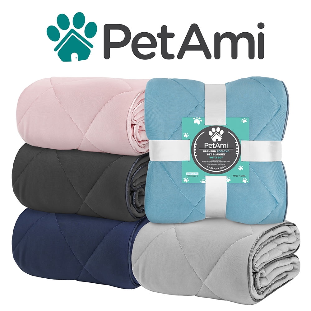 PetAmi Premium Cooling Dog Blanket | Lightweight Fluffy Pet Throw Blanket Bed Cover for Dogs, Cat, Puppies | Pet Blanket Furniture Protector Couch Sofa | Reversible Fuzzy Cozy | 40x60, Grey