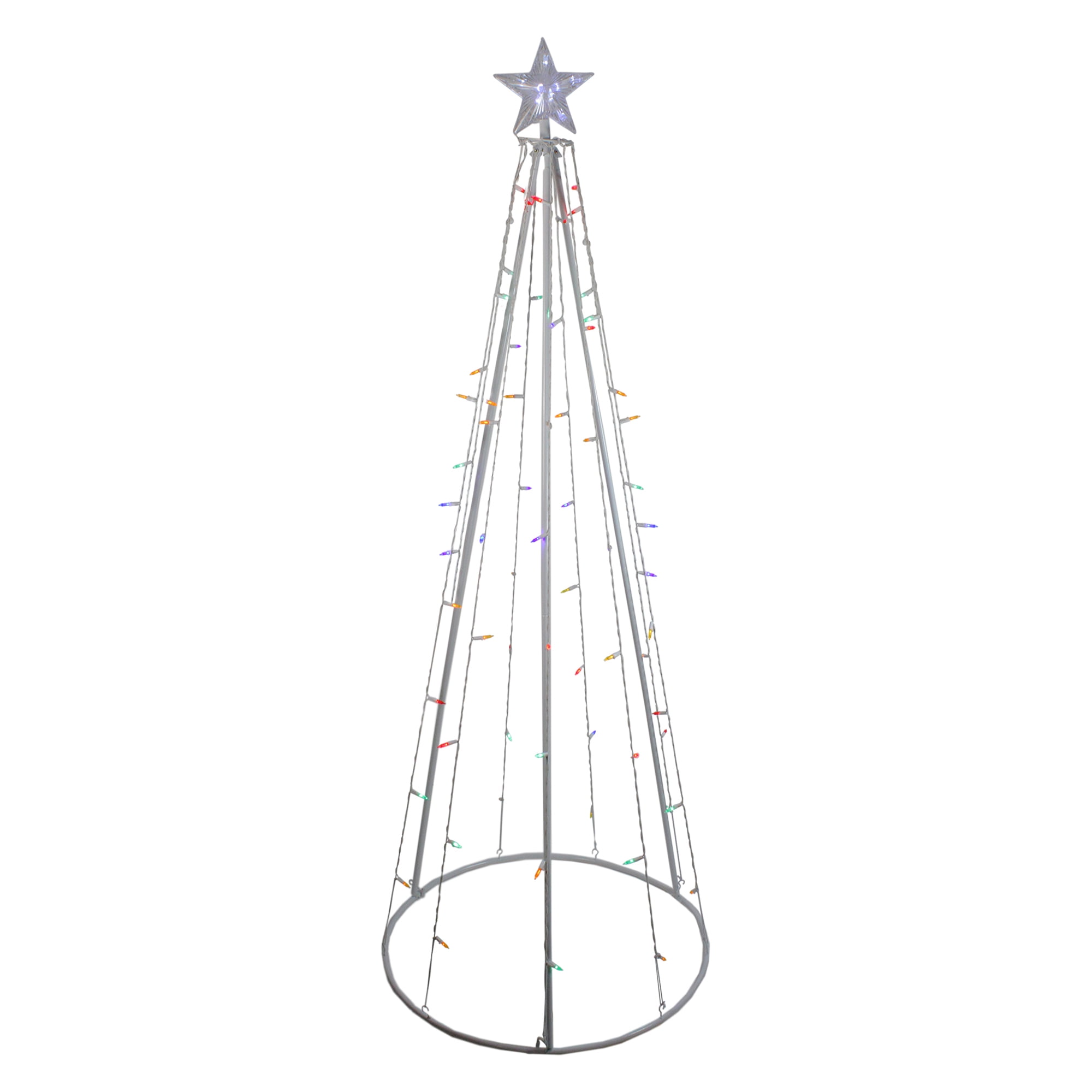 6' Multi-Color LED Lighted Outdoor Christmas Cone Tree Yard Art ...
