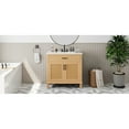 thumbnail image 5 of 36" Rattan Bathroom Vanity with Ceramic Sink, Modern Bathroom Sink Cabinet with Soft Close Doors and Drawers, Free-standing Bathroom Vanity with Solid Wood Legs and Large Space Storage, Natural, 5 of 9