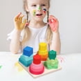 thumbnail image 3 of TISHITA Montessori Geometric Stacker Development Sorting Building Blocks Puzzle Stacking 4 post square, 3 of 8