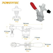 مشبك تبديل Powertec 4pk، سعة 300 رطل، مشابك أفقية سريعة التحرير 201b مع طرف ضغط مطاطي مضاد للانزلاق لأدوات وتركيبات النجارة، اللحام، مكبس الحفر، مزلجة متقاطعة، 20327