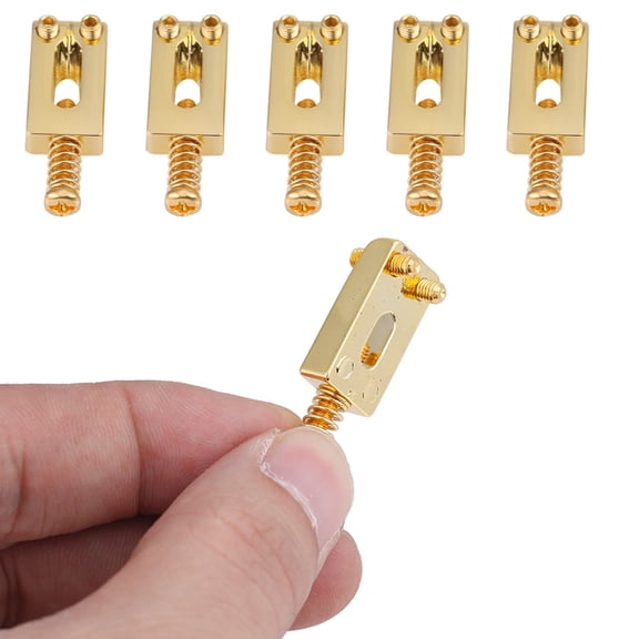 NFTIGB 6 Pcs Metal Tremolo Saddles Electric Guitar Bridge Parts Replacement Set with Hex Wrench, Adjustable Height 20mm (0.8 inches), Durable String Instrument Accessory for Guitarists (Gold)