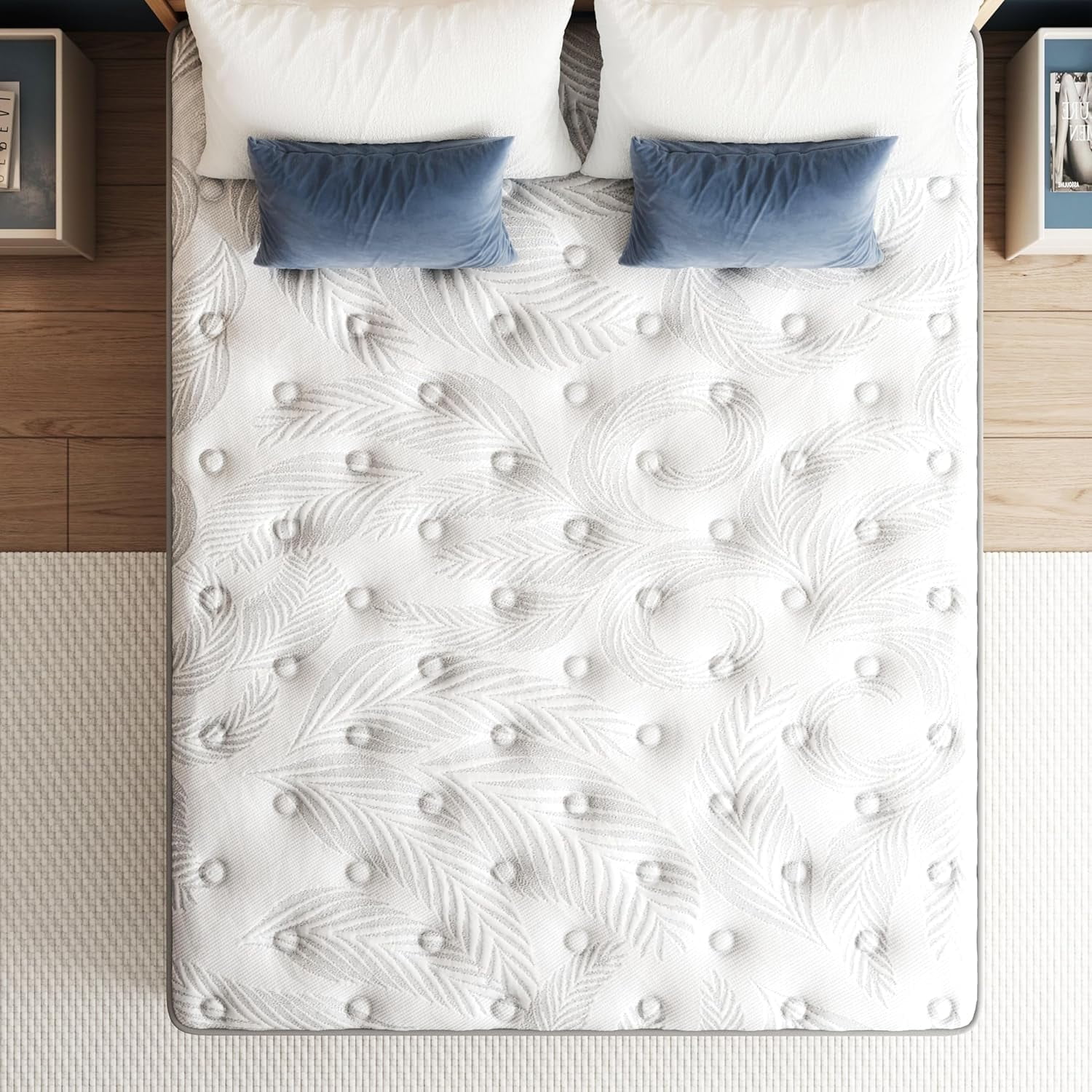 Queen Size Mattresses ,6V-Sermmoo 12 inch Gel Memory Foam Hybrid Pocket Spring Mattress in a Box,Adult