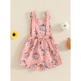 thumbnail image 4 of Halloween Toddler Girls Overalls Clothes Flower Ghost/Pumpkin Suspender Pants Baby Sleeveless Shortall Romper Jumpsuit, 4 of 8
