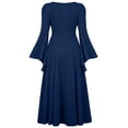thumbnail image 5 of Palace Dresses for Women Long Sleeve Ruffle Hem Elegant Color Block Fashion Halloween Party Dress, 5 of 9