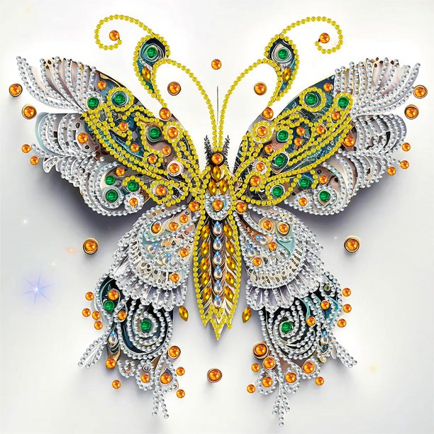 Pintura de diamante 5D DIY Kit de decoración de mariposa de taladro en forma especial parcial (K193)