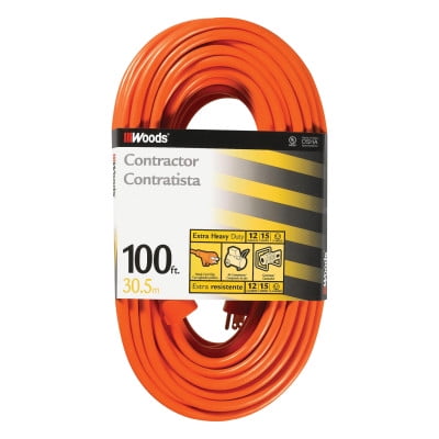Outdoor Round Vinyl Extension Cord, 100 ft