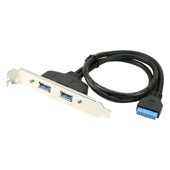 RIITOP 2 Ports USB 3.0 Female Back Panel to MB 20pin Header Connector Cable Adapter with PCI Slot Plate Bracket 1.5ft