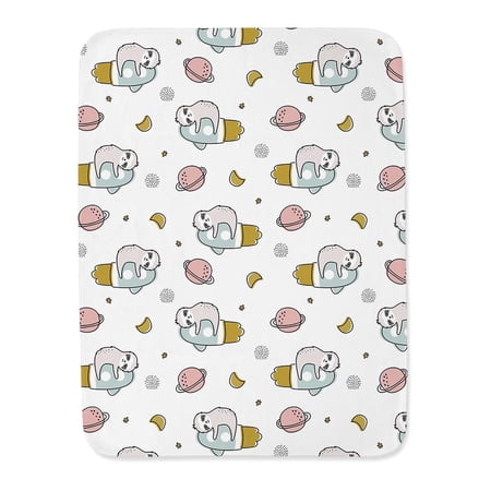Sloth Sleeping On Rocket Pattern Blanket -Image by Shutterstock,