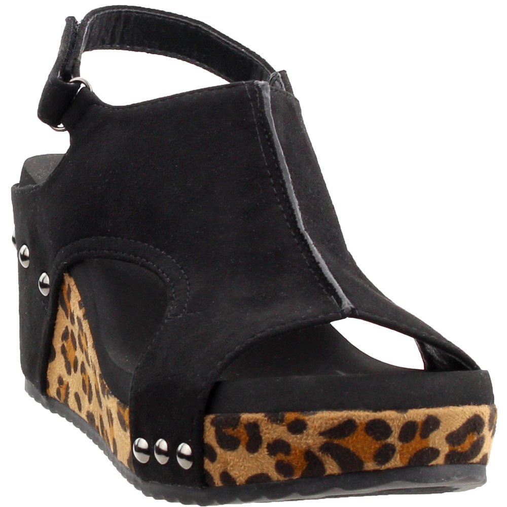 Corkys Footwear Corkys Black Leopard Carley Sandals Size 8 Walmart