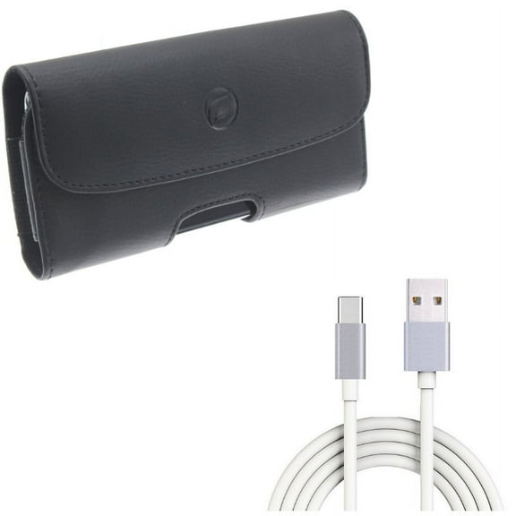 Case Belt Clip w 10ft USB-C Cable for Samsung Galaxy A53 5G,A33 5G Phones - Leather Holster Cover Loops, Type-C Charger Cord Power Wire