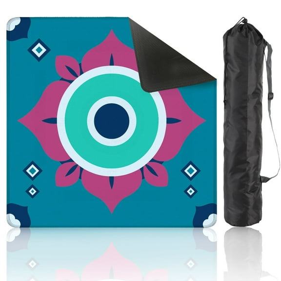 Mahjong Mat 31.5" x 31.5" Abstract Geometric Floral Mandala Vibrant Colors Anti-Slip and Noise Reduction Symmetry Design Mahjong Tiles Table Cover for Dominoes Poker Card Board and Tile Games