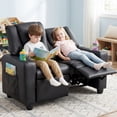 thumbnail image 3 of Costway Fauteuil Inclinable pour Enfants 2 Places avec Porte-Gobelets, Poches de Rangement Latérales, Dossier Réglable, Noir, 3 of 10