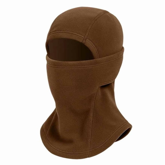 QSAWXQZ Men's Winter Fleece Balaclava Ski Mask Windproof Full Face Cover Thermal Neck Warmer Hood Brown Free Size