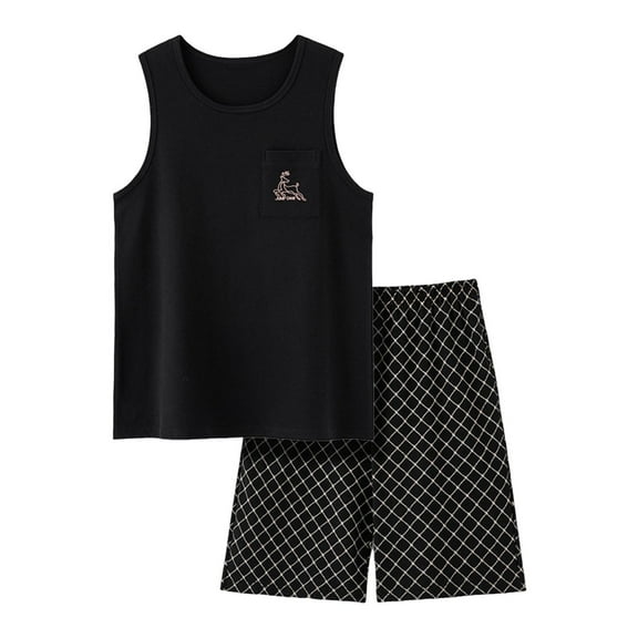 snilers Mens Pajamas Set Plus Size Pj Sets Fashion Casual Tank Top and Shorts 2 Piece Outfits Sleepwear Soft Comfy Lounge Set