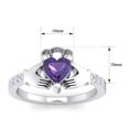 thumbnail image 5 of SuperJeweler 1 Carat Heart Shape Amethyst and Diamond Claddagh Ring In Sterling Silver For Women, 5 of 6