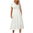 thumbnail image 2 of Robes Décontractées pour Femmes 2023 Mode Tendance Femmes Robe Ample à Col en V d'Été à Manches Courtes Robe de Soirée pour Femmes Élégante Élégante en Liquidation, 2 of 8