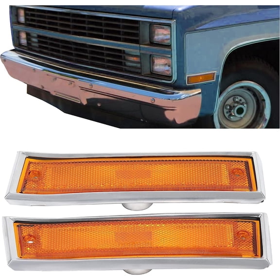 Kojem Side Marker Light for 1981-1991 Chevy GMC C/K Front Bumper Side Lamp Amber Lens