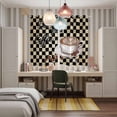thumbnail image 6 of Curtains 84 Inches Long 2 Panels, Farmhouse Coffee Grommets Window Treatment Curtain, Modern Vintage Coffees Black Brown Plaid Thermal Curtains Drapes for Living Room/Bathroom, 6 of 9