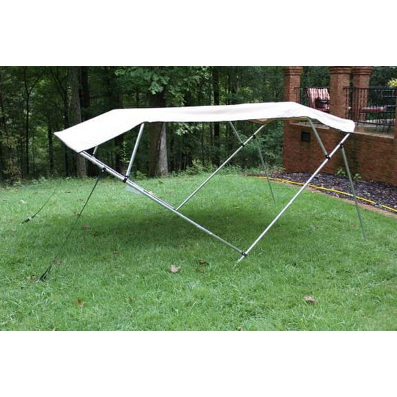 New Beige/Tan Pontoon / Deck Boat Vortex 4 Bow Bimini Top 8' Long, 91-96" Wide, 54" High, Complete Kit, Frame, Canopy, and Hardware (FAST SHIPPING - 1 TO 4 BUSINESS DAY DELIVERY)