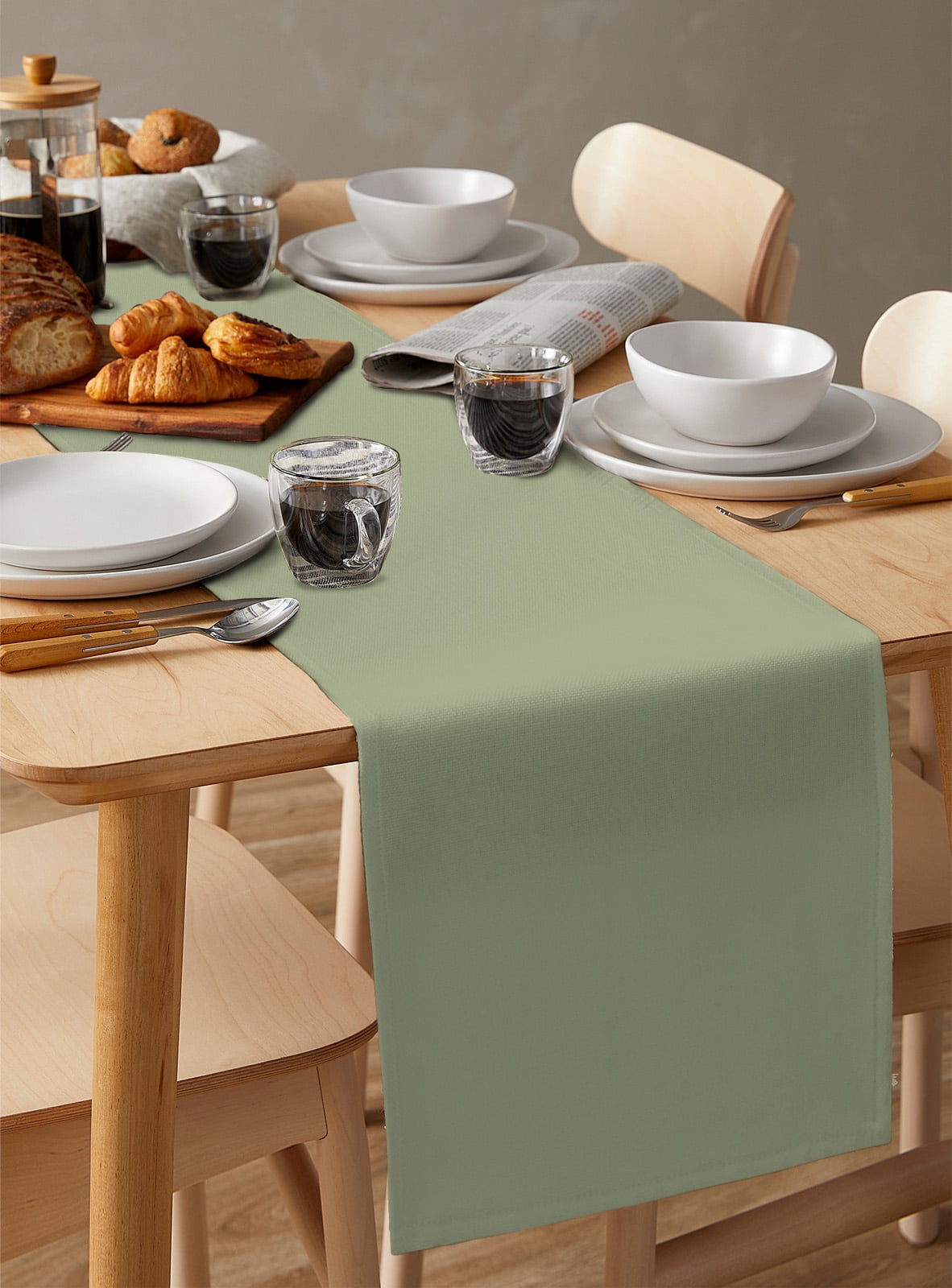 Table Runner Dresser Scarf 13 x 36 Inch Soild Color Sage Green Table Runners Non-Slip Heat Kitchen Dining Table Decor for Kitchen Farmhouse Indoor Outdoor Home Party