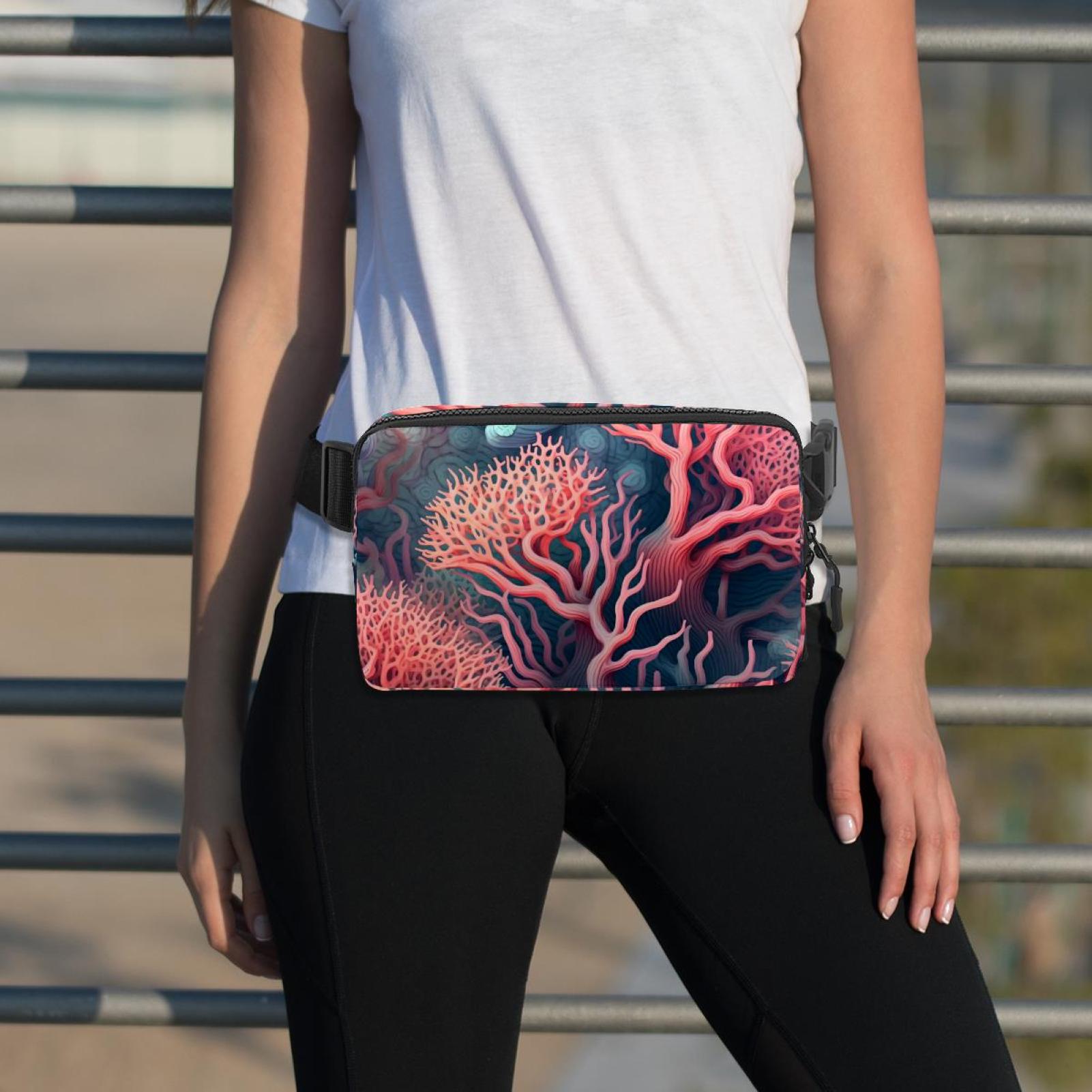 Coral Waist Pack Running Belt Fanny Packs Lightweight Adjustable with Extension Strap Unisex