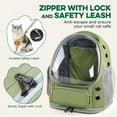 thumbnail image 4 of Cat Backpack Carrier, Bubble Expandable Cat Carrier for Cats or Small Dogs up to 15lbs, Airline-Approved, Large Space & Breathable Pet Backpack for Traveling, Hiking(Square Expandable, Green), 4 of 18