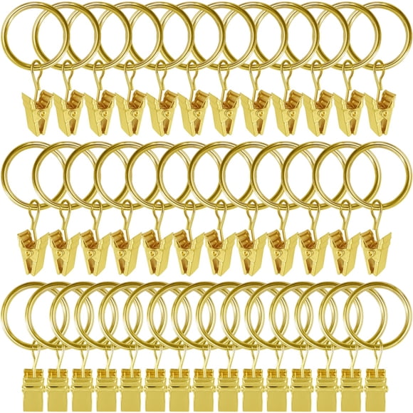 Anillos de cortina con clips WeekSeight, paquete de 44, dorados