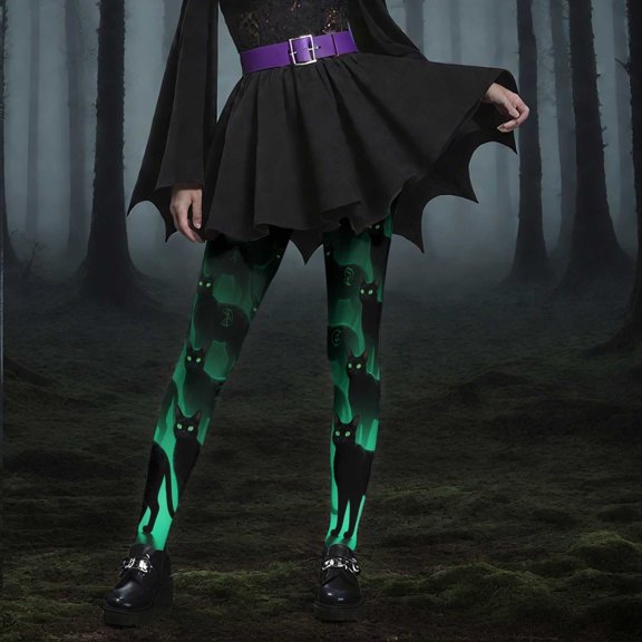 Wowcloth Women's Halloween Cat Print Fashion Elastic Leggings - Fitness Running Casual Pants