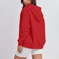 thumbnail image 7 of QUYUON Womens Oversized Hoodies and Sweatshirt 2023 Fall Fashion Casual V Neck Button up Loose Fit Long Sleeve Shirt Drawstring Lightweight Sweatshirts Pullover Tops Winter Sweater Coat Red XL, 7 of 7