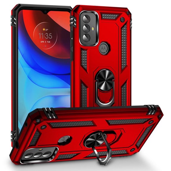 LeYi for Motorola Moto G Play 2023 Case, Magnetic Car Mount Ring Holder Stand Cover, Red