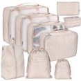 thumbnail image 1 of Injueey 9 piezas cubos de embalaje equipaje malla ropa zapatos sujetador contenedor con cremallera clasificación bolsa de almacenamiento para viajes al Almacenamiento y organización del hogar Beige Injueey HA066363-01, 1 of 6