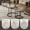 thumbnail image 4 of Nesting Tables Set of 2, Round Coffee Table, Small Nesting Coffee Table with Adjustable Non-Slip Fee, Wood Grain Top Nesting Tables for Living Room, Bedroom (Wood Grain Grey), 4 of 7