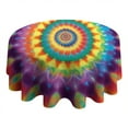 thumbnail image 4 of Colorful Rainbow Tie Dye Spiral Pattern Round Tablecloth 60"x60",Wrinkle Wipeable Table Cloth for Kitchen Dining Room Picnic Patio Party, 4 of 6