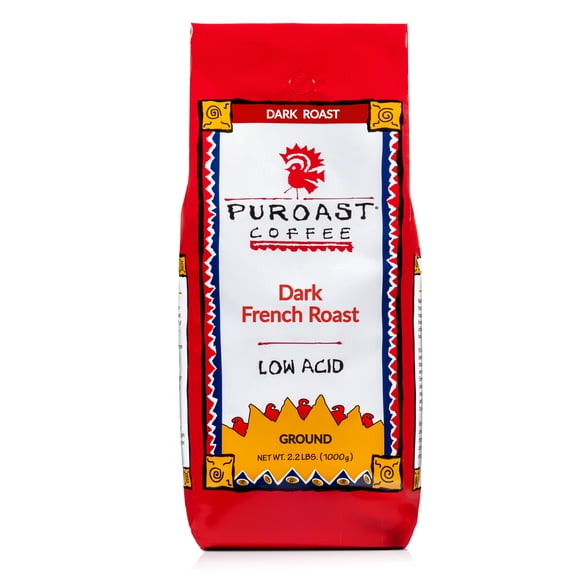 Puroast Low Acid High Antioxidant French Dark Roast Ground Coffee, 2.2 LB Bag
