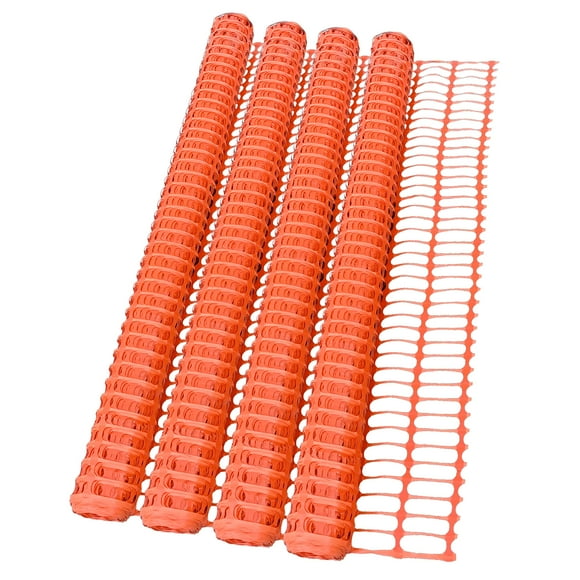Sandbaggy 4 Ft by 100 Ft Orange Safety Barrier Fence - Plastic Snow Fence - Great Temporary Fence for Crowd Control & Construction Barrier (4 Rolls)
