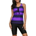 thumbnail image 1 of Women's Purple Black Ombre Print Racerback Tankini Swimsuit, 1 of 13