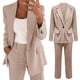 thumbnail image 2 of Conjunto de traje de dos piezas con solapas para mujer: blazer de manga larga con botones y pantalones. Conjunto formal de negocios. Poliéster y spandex suaves. Tallas S-XXL., 2 of 5
