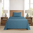 thumbnail image 2 of Mainstays Super Soft Faux Textured Microfiber Bed Sheet Set, Twin-XL, Cool Blue, 3 Piece, 2 of 11