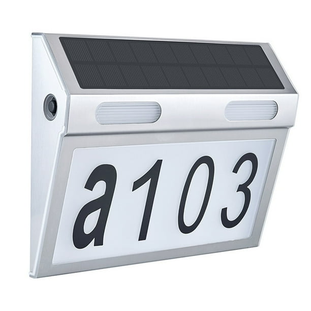 Número de casa solar iluminado para exterior impermeable solar número de casa luz