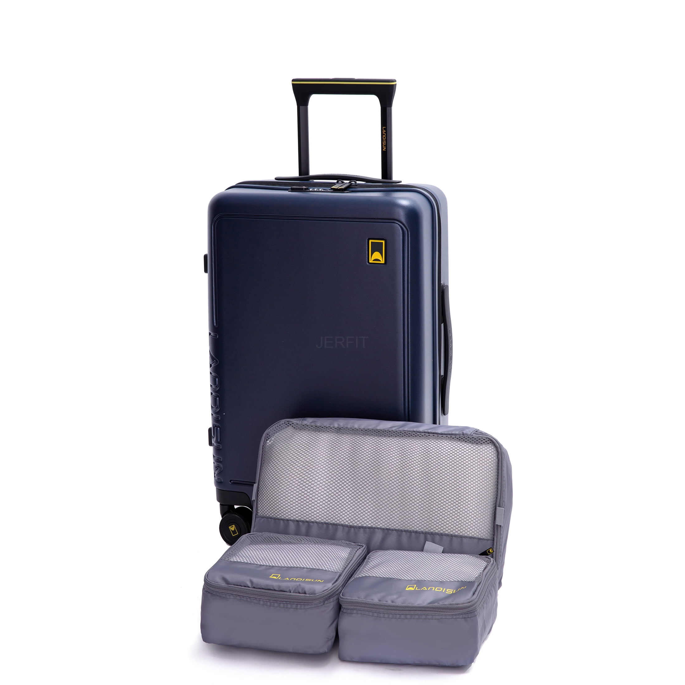 JERFIT 19 Inch Carry On Luggage Hardshell Spinner Suitcase, Navy Blue ABS+PC Lightweight Check-In Approved Underseat Travel Bag with TSA Lock