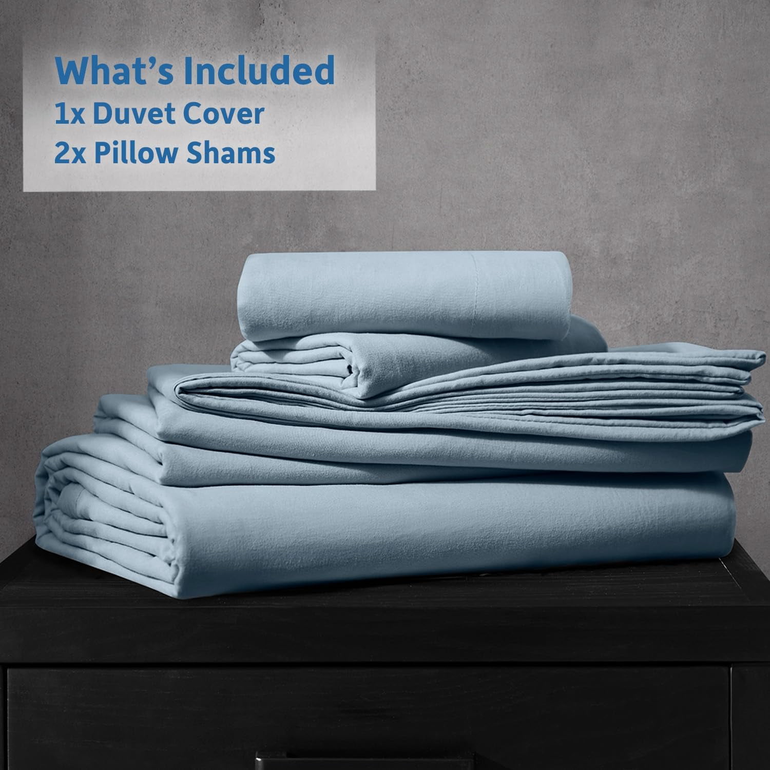 LammaLoe Duvet Cover California King Size, Soft Prewashed 3-Piece Duvet Cover Bedding Set with Pillow Shams, Stone Blue