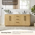 thumbnail image 5 of Serene 72" Wood Vanity in Nature Brown Engineered Stone Top with Mirror, 5 of 18