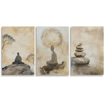 Zen Canvas Wall Art, Relax Refresh Renew Zen Art Wall Decor, Relaxing Spa Pictures Wall Decor, 3 Panel Peaceful Yoga Meditation Wall Art, Zen Wall Art for Bathroom Office, 12"x16"