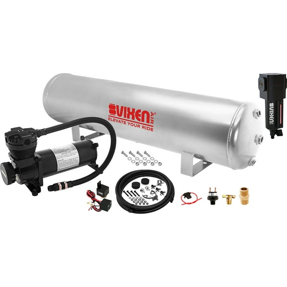 Vixen Air Suspension Kit for Truck/Car Bag/Air Ride/Spring. On Board System- 200psi Compressor, 5 Gallon Tank. For Boat Lift,Towing,Lowering,Leveling Bags,Onboard Train Horn,Semi/SUV VXO4852GBF