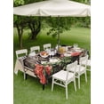 thumbnail image 3 of Easter Bunnies Outdoor Tablecloth - 52x70 Inch Rectangle Dining Table Cover, Brown Vintage Farmhouse Rabbits Floral Waterproof Outdoor Table Cloth with Umbrella Hole & Zipper for Picnic/Patio/Party, 3 of 7