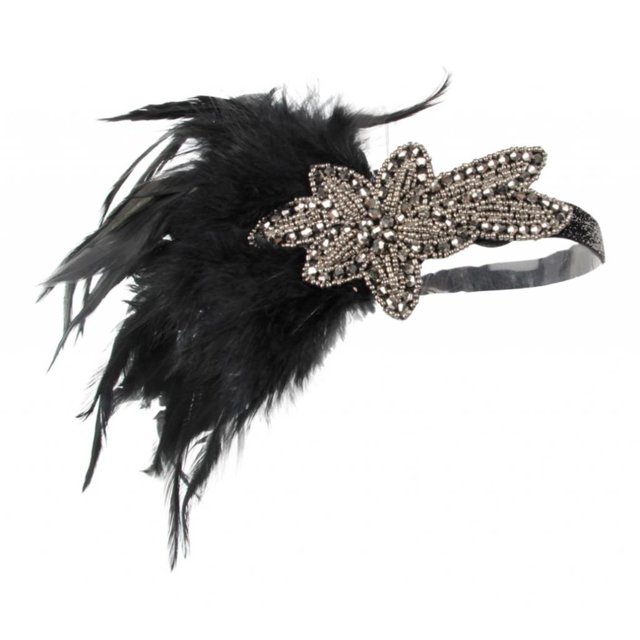 Diadema de plumas para mujer, diadema para disfraz de los años 20 y 30, tocado Escribe un