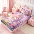 thumbnail image 5 of Manfei Kawaii Rainbow Unicorn Twin Sheets 3pcs,Dreamy Floral Galaxy Bedding,1 Flat Sheet,1 Fitted Sheet and 1 Pillowcase, 5 of 6